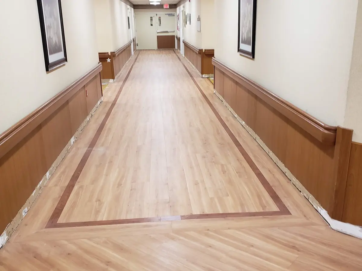 Hardwood in a commercial corridor