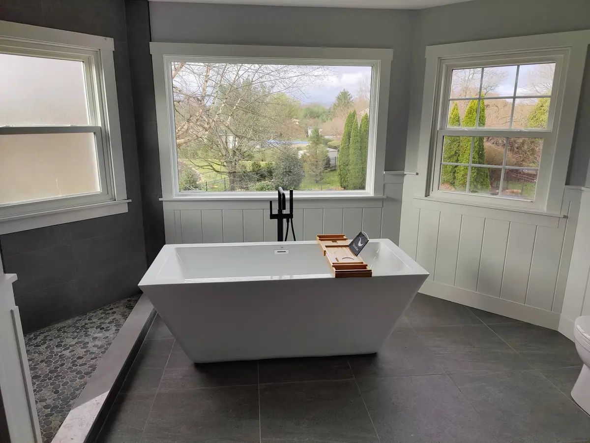 Tile floor in a bathroom