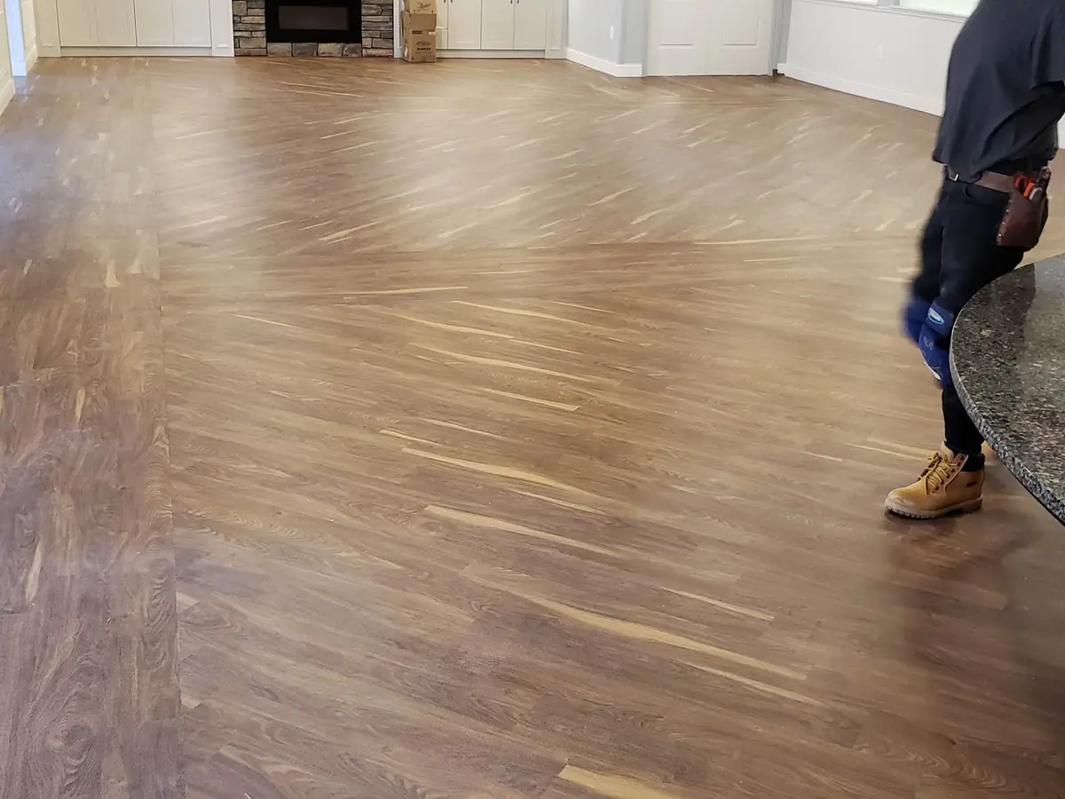 Hardwood floor being finished